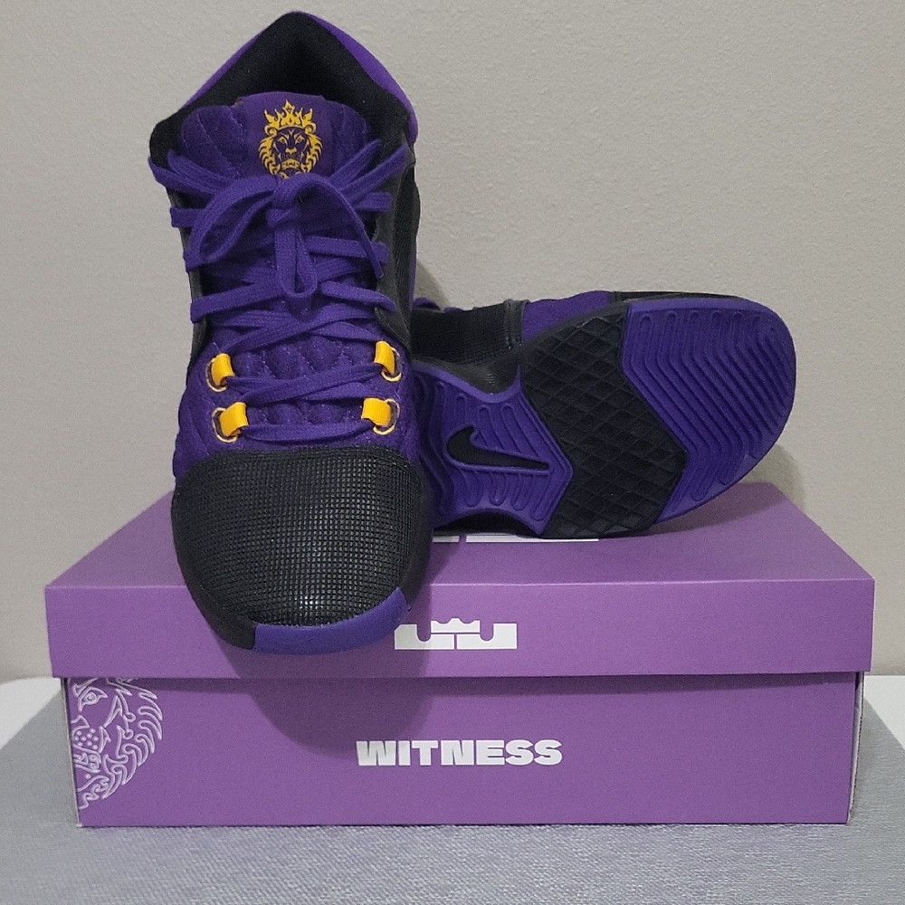 Nike LeBron Witness Black and Purple Shoes.